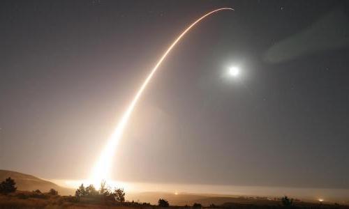 Minuteman III ICBM being launched over the Pacific Ocean